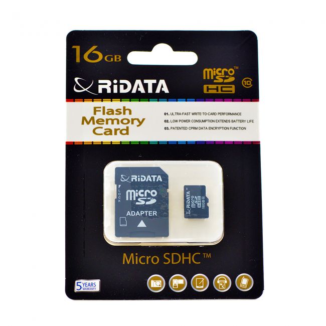 Card microSDHC cu adaptor, RiDATA Taiwan, capacitate 16GB, clasa 10-1