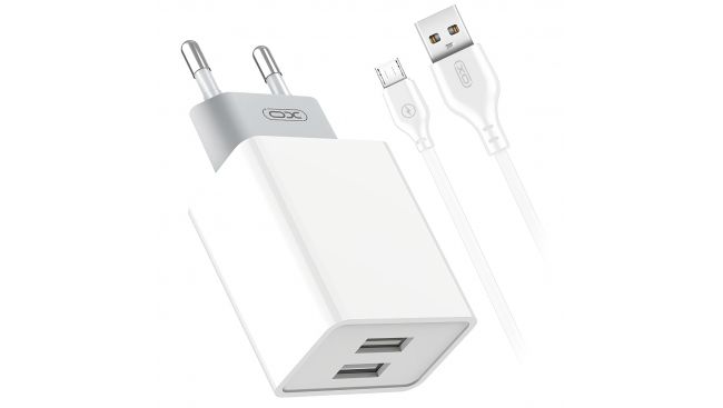 XO-L65 | incarcator pentru smartphone | micro USB | 2.4A | 2 x USB-1