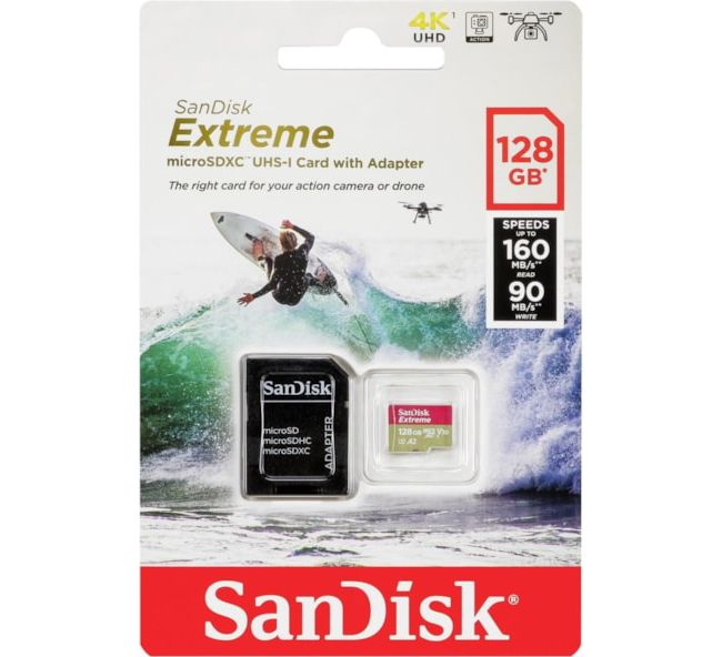 Card microSDXC SANDISK Extreme | 128GB | 160MB/s | C10 | A2 | V30 | UHS-I | U3-1