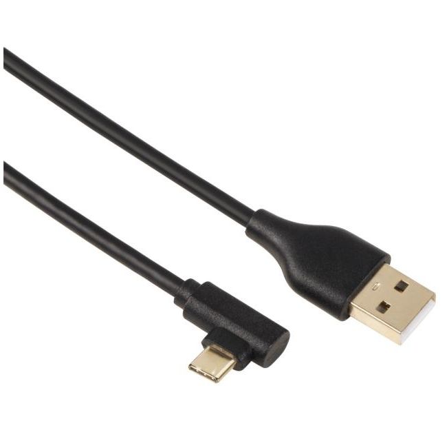 Cablu USB-2 | USB-C, tata-tata, 1m, cotit 90, contacte aurite, HAMA-135738-2