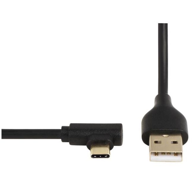 Cablu USB-2 | USB-C, tata-tata, 1m, cotit 90, contacte aurite, HAMA-135738-1